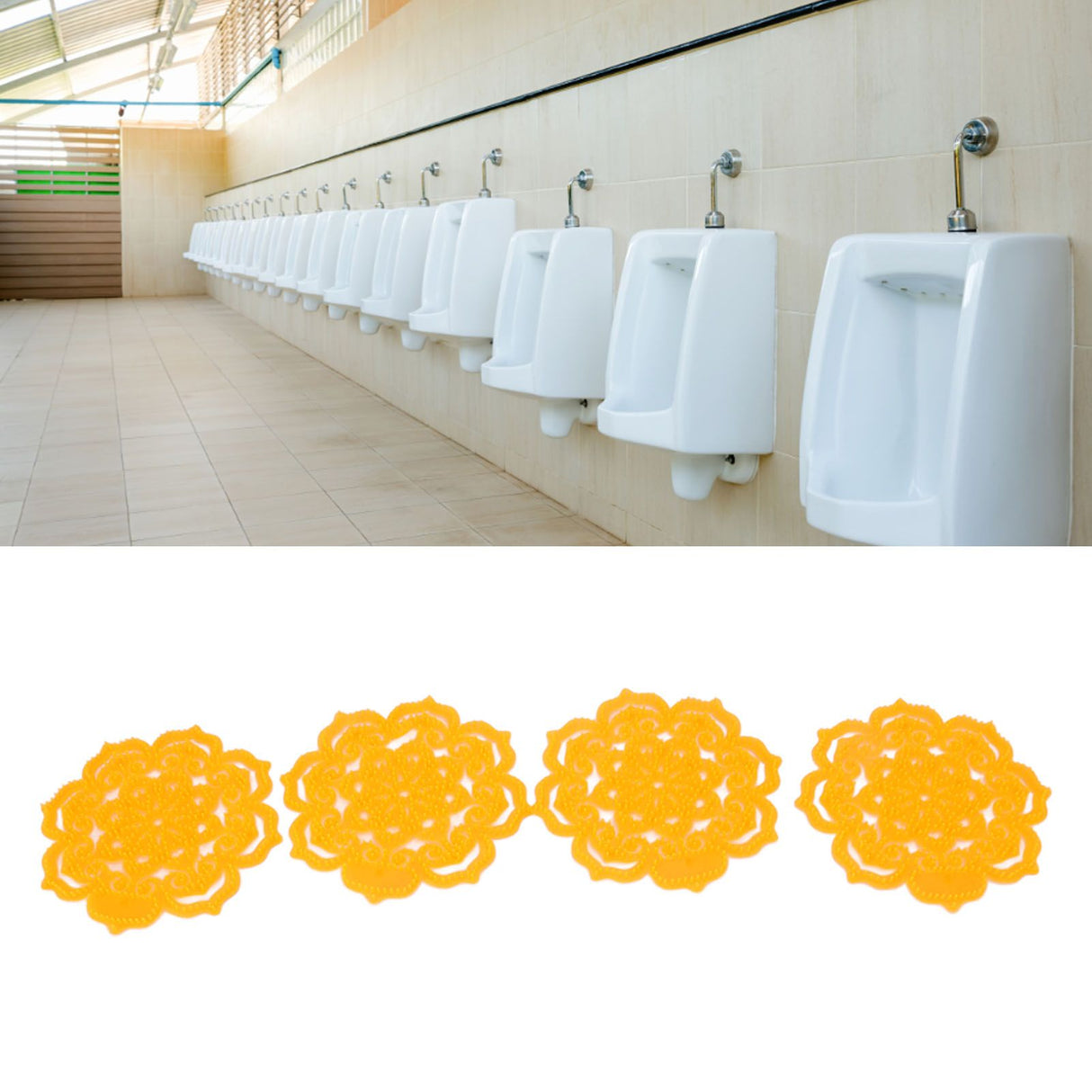 4Pcs Urinal Screen Deodorizer Anti Splash Urinal Screen Cakes for Bathroom Office School Restaurant
