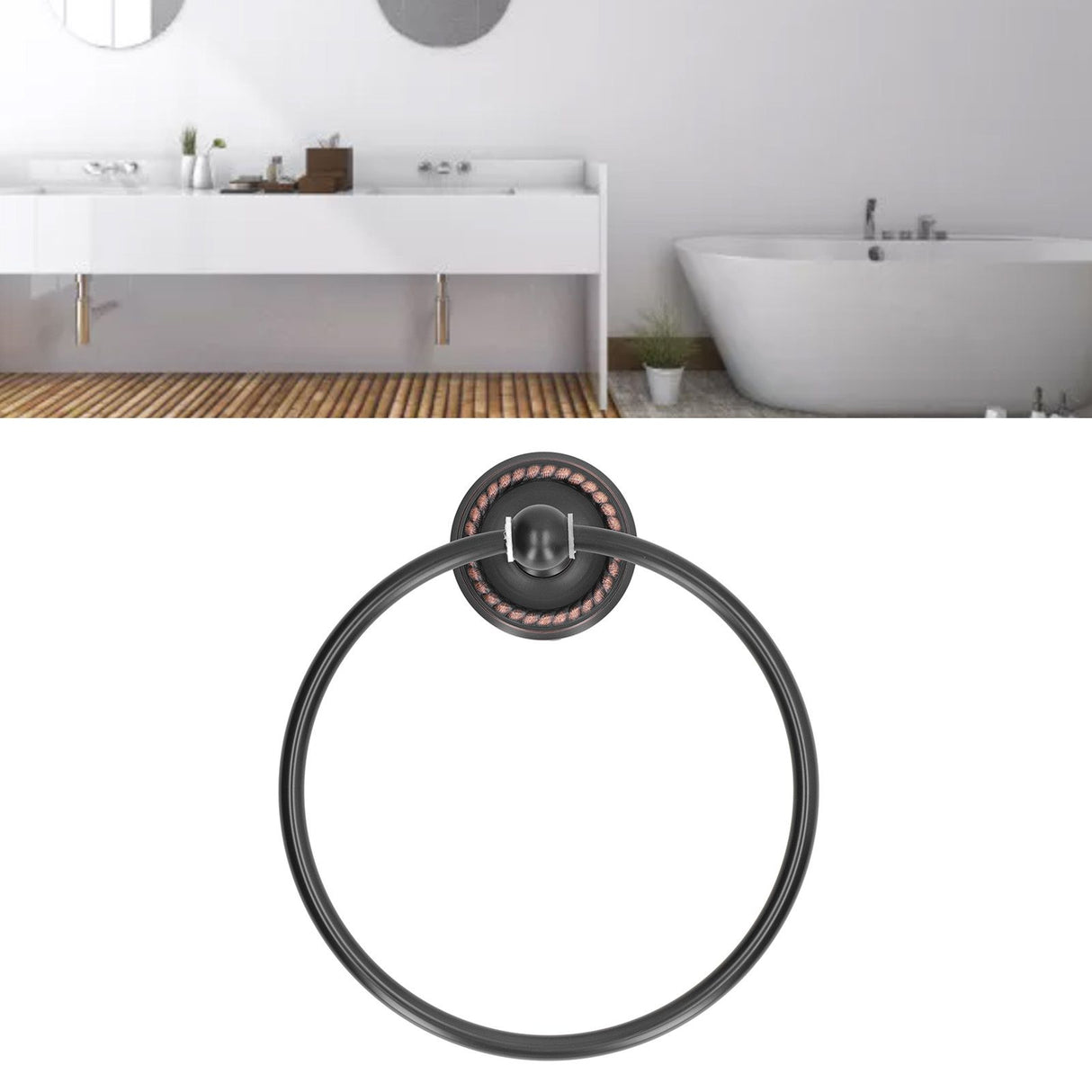 Bathroom Towel Ring Brass Wall Mounted Antique Towel Holder Toilet Towel Rack Black Twisted Pattern