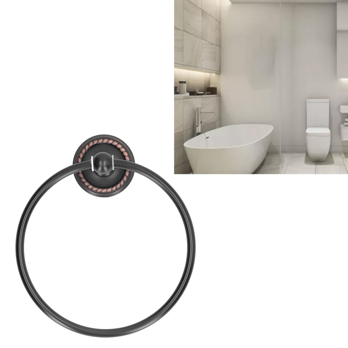 Bathroom Towel Ring Brass Wall Mounted Antique Towel Holder Toilet Towel Rack Black Twisted Pattern