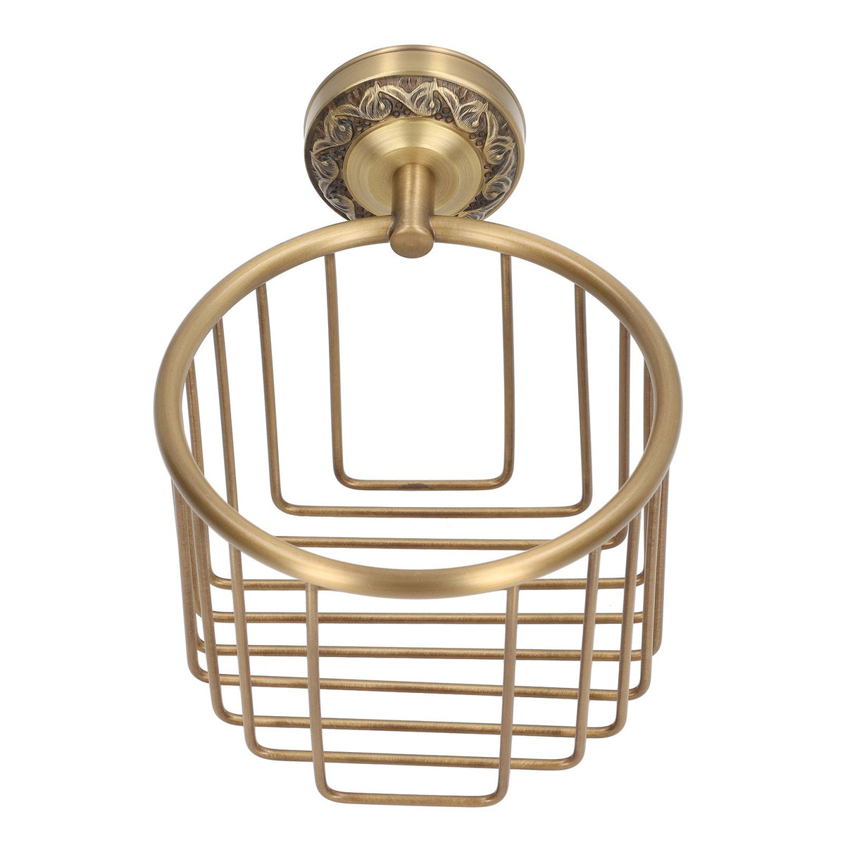 Brass Antique Toilet Roll Holder Punch Free Stable Wall Mount Paper Towel Rack for Bathroom