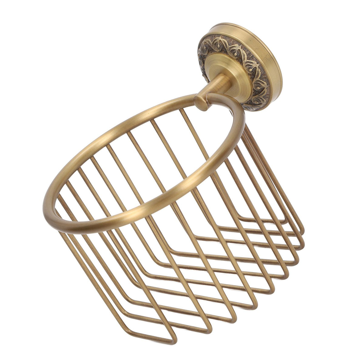 Brass Antique Toilet Roll Holder Punch Free Stable Wall Mount Paper Towel Rack for Bathroom
