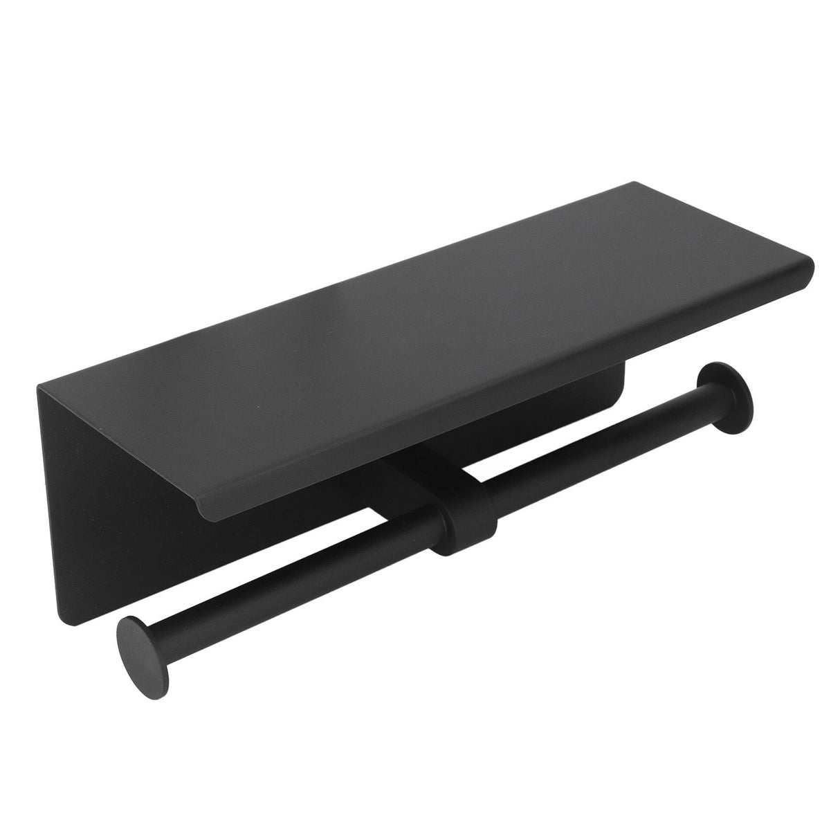 Stainless Steel Toilet Paper Holder with Shelf Self Adhesive Punch Free Toilet Paper Shelf Roll Holder for Bathroom K10 Black