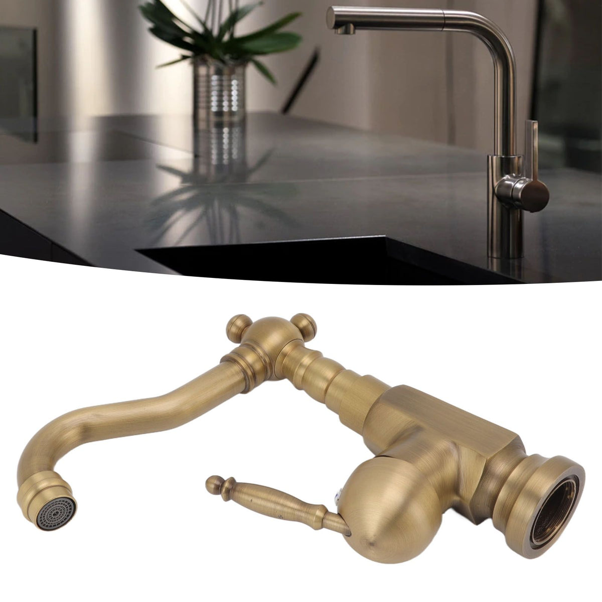 Bathroom Sink Faucet Antique Brass Vanity Mixer Faucet Tap Heightening Single Handle Wash Basin Tap with Hoses for Home