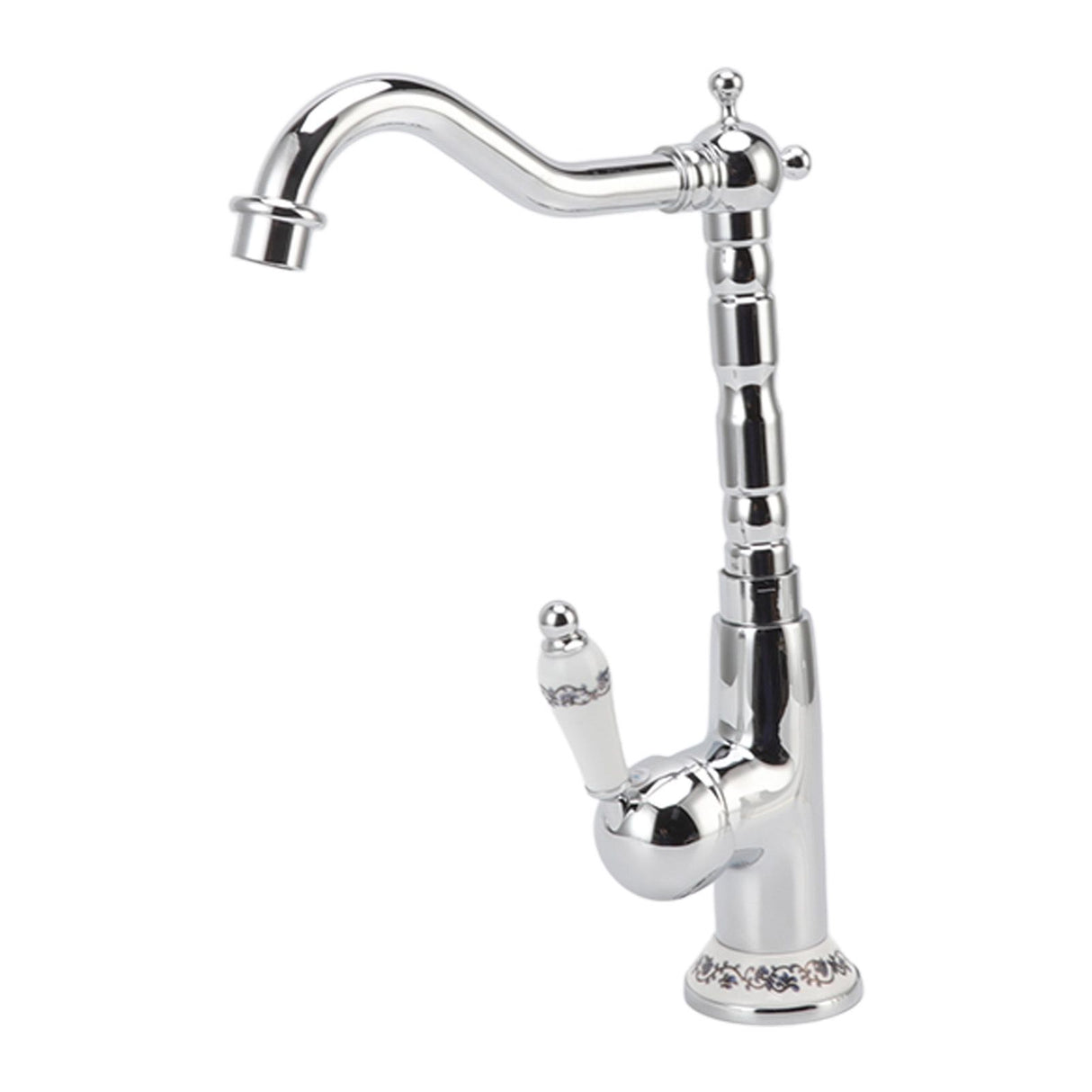 Bathroom Water Tap Retro European Style Brass Electroplating with Long Bend Hose Hot Cold Mixer Basin Faucet for Home