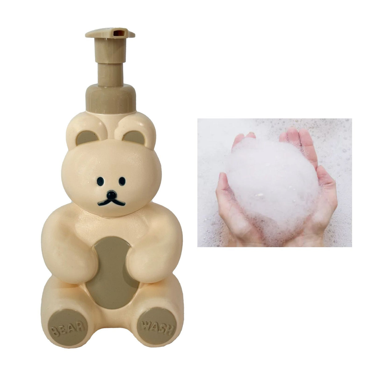 Foam Pump Bottle Cute Bear Shape Large Capacity Foaming Soap Dispenser Bottle for Facial Wash Body Wash Hand Soap Cream Color