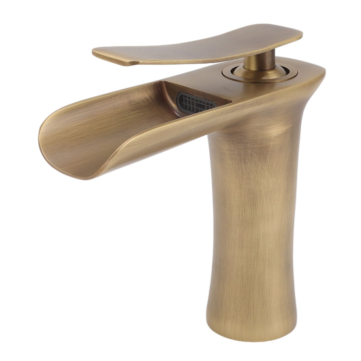 Bathroom Sink Faucet Antique Single Span Brass Waterfall Under Counter Basin Mixer Tap for Cold and Hot Water
