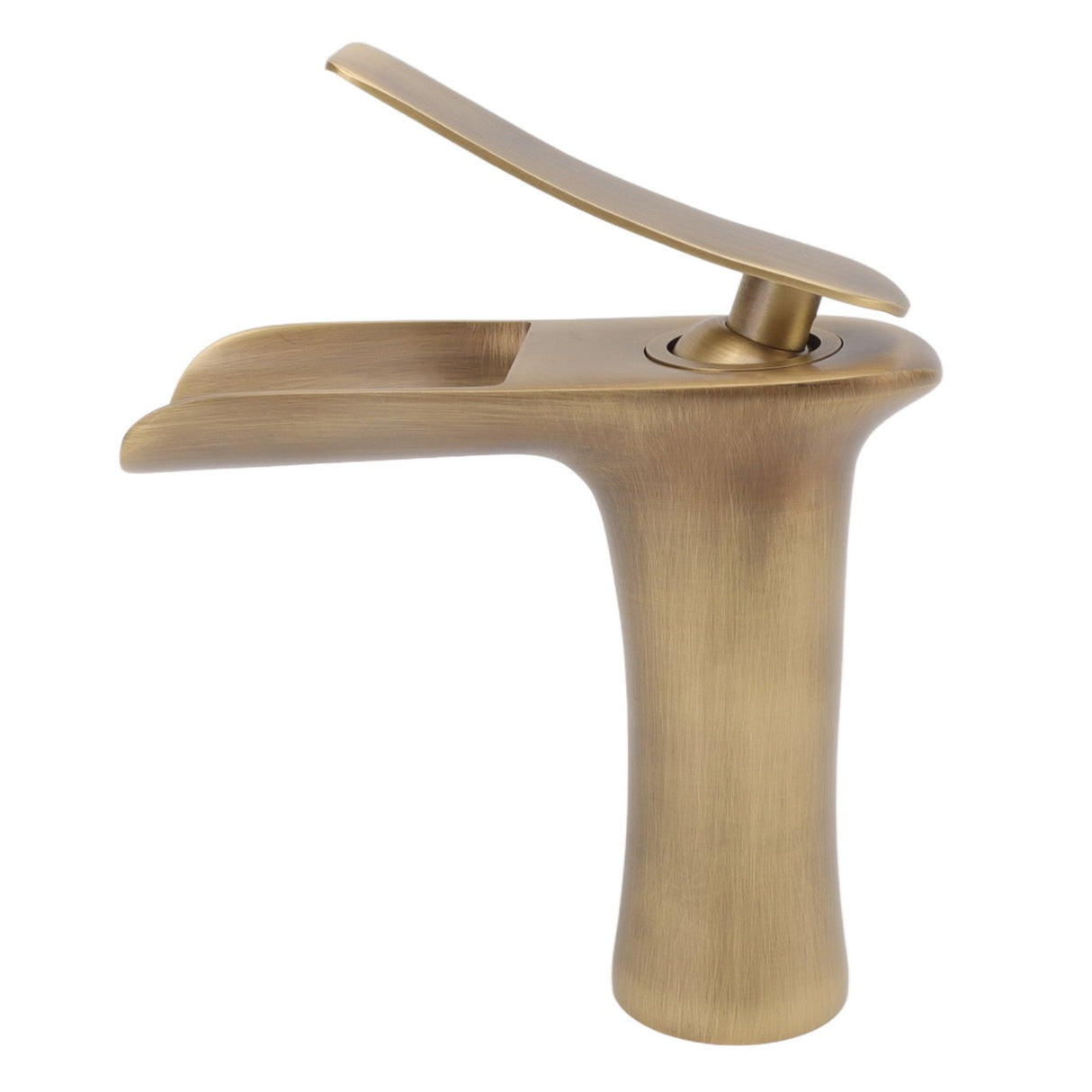 Bathroom Sink Faucet Antique Single Span Brass Waterfall Under Counter Basin Mixer Tap for Cold and Hot Water