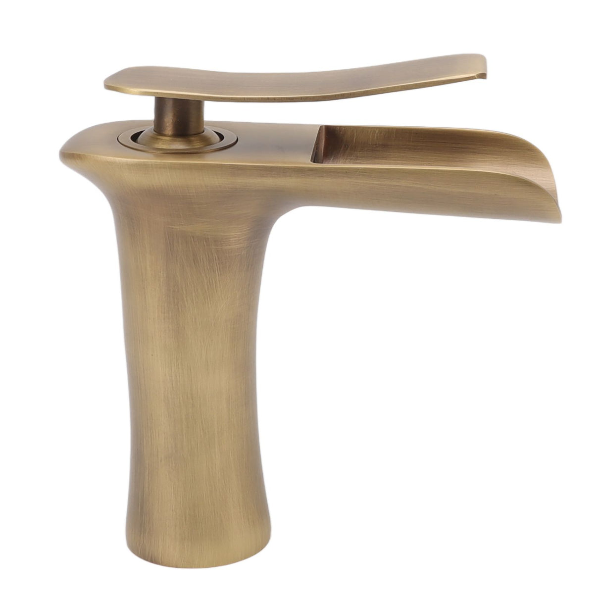 Bathroom Sink Faucet Antique Single Span Brass Waterfall Under Counter Basin Mixer Tap for Cold and Hot Water