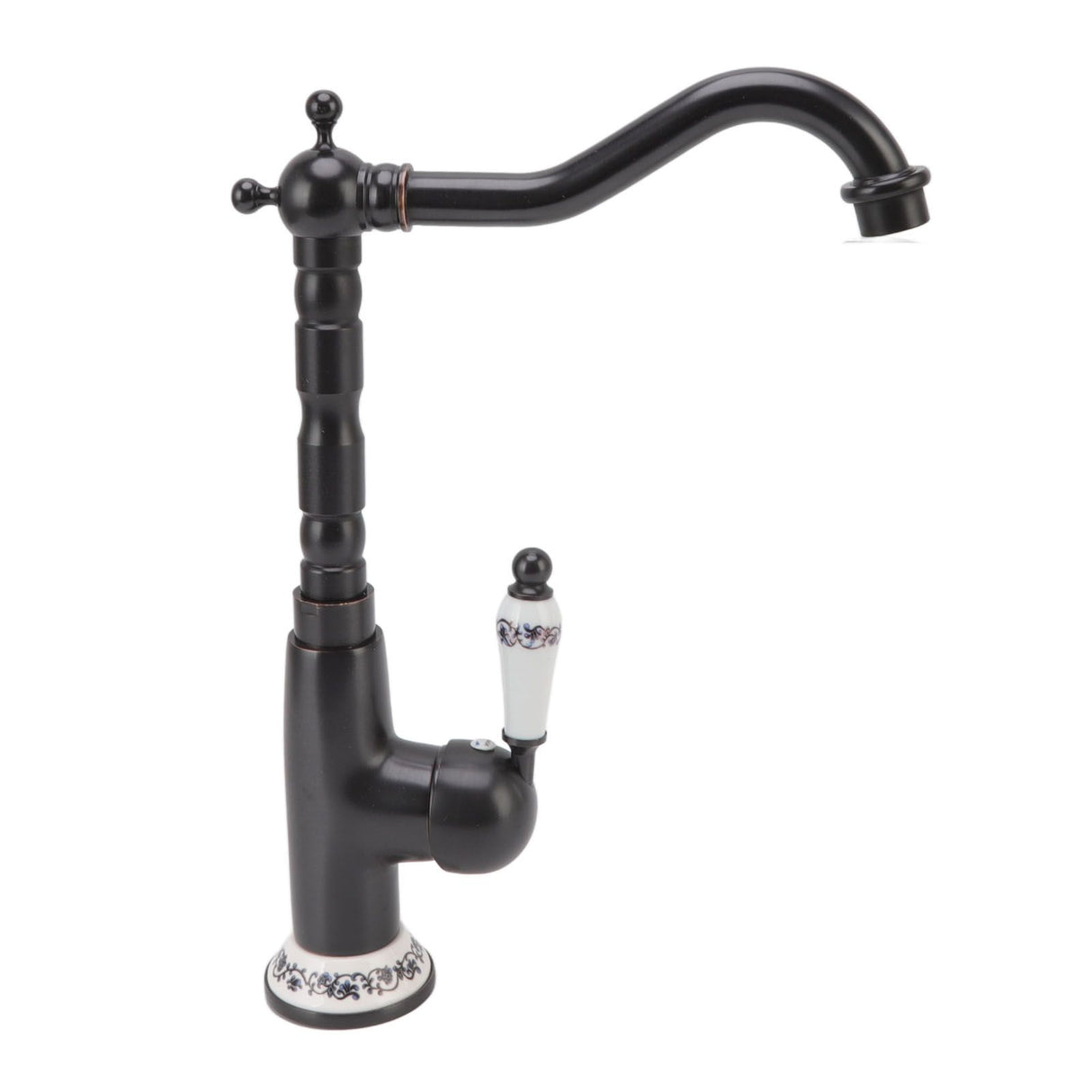 Antique Faucet Retro Style Porcelain Valve Long Spout Sturdy Brass Rotatable Antique Mixer Tap for Bathroom Kitchen