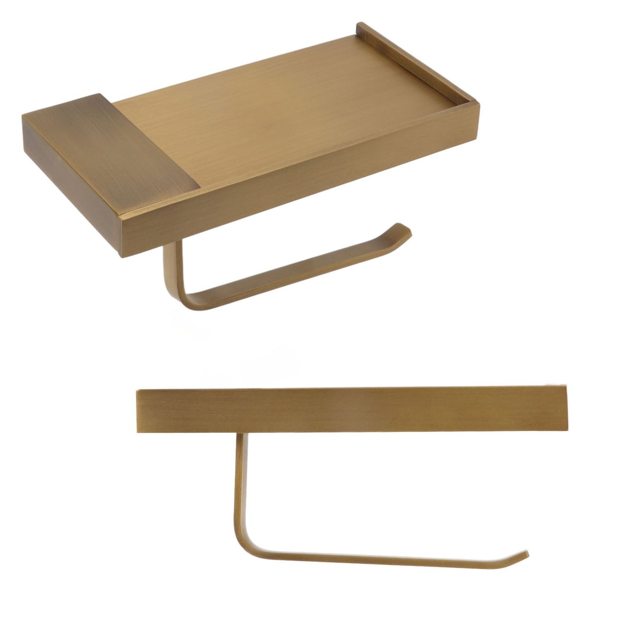 Paper Towel Holder Antique Style Pure Copper Wall Mounted Stable Floating Towel Holder with Shelf for Kitchen Bathroom