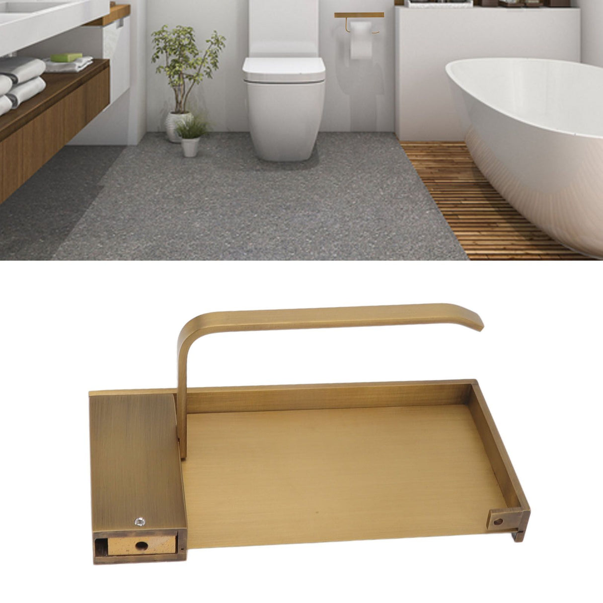 Paper Towel Holder Antique Style Pure Copper Wall Mounted Stable Floating Towel Holder with Shelf for Kitchen Bathroom