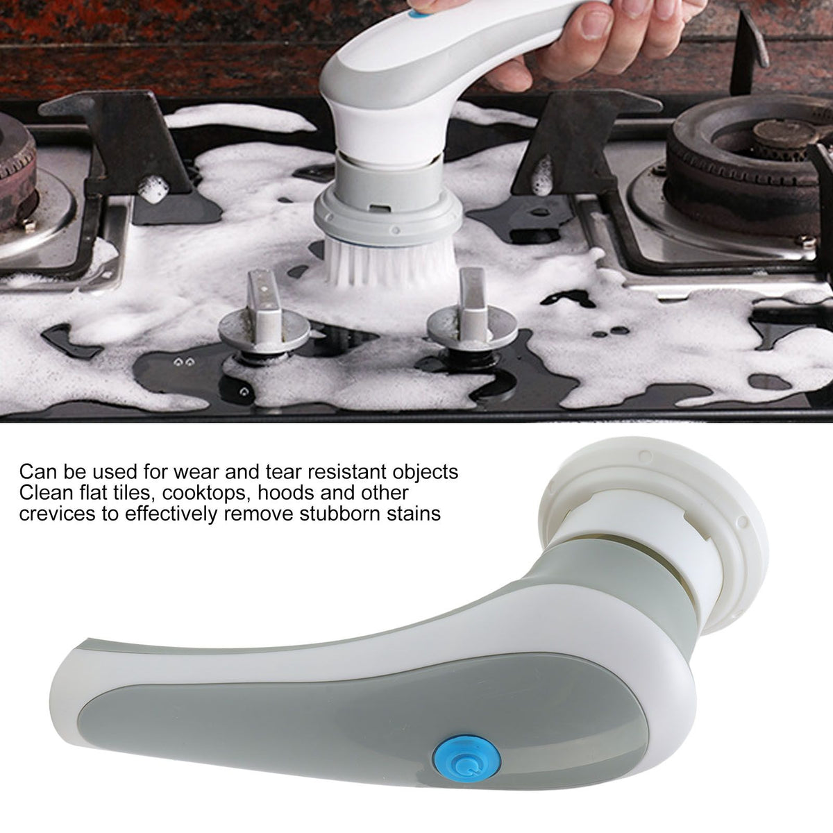 Electric Spin Scrubber 360° Rotating USB Rechargeable Portable Handheld Electric Cleaning Brush with 3 Brush Heads Grey