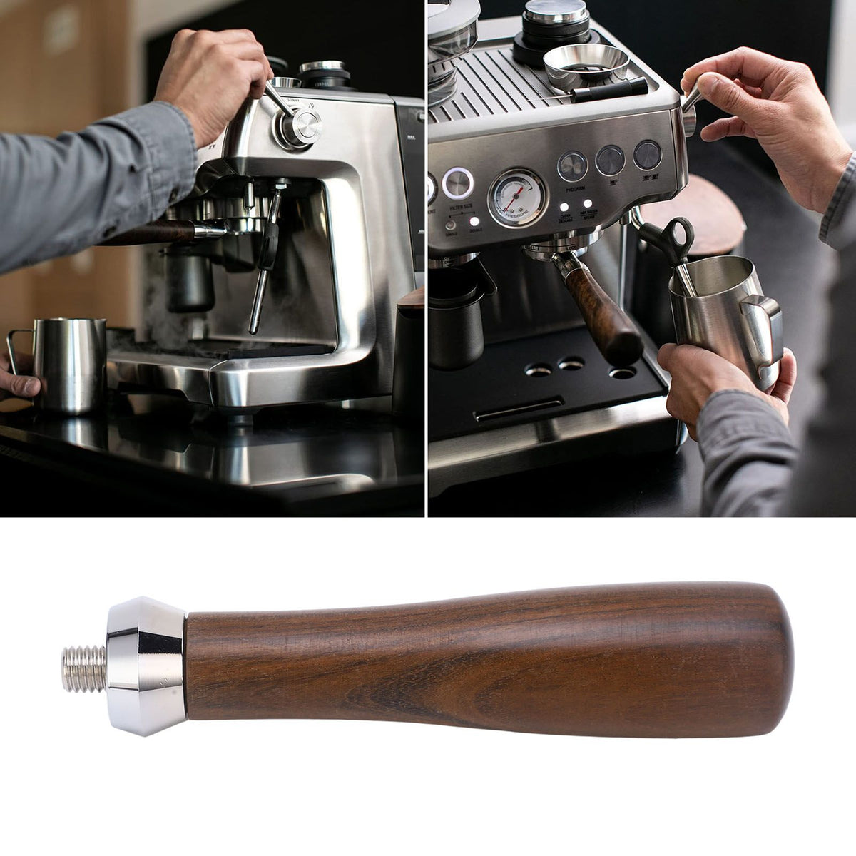 Coffee Portafilter Handle Comfortable Grip Burr Free Black Rosewood Durable Wearable Coffee Machine Replacement Filter Handle