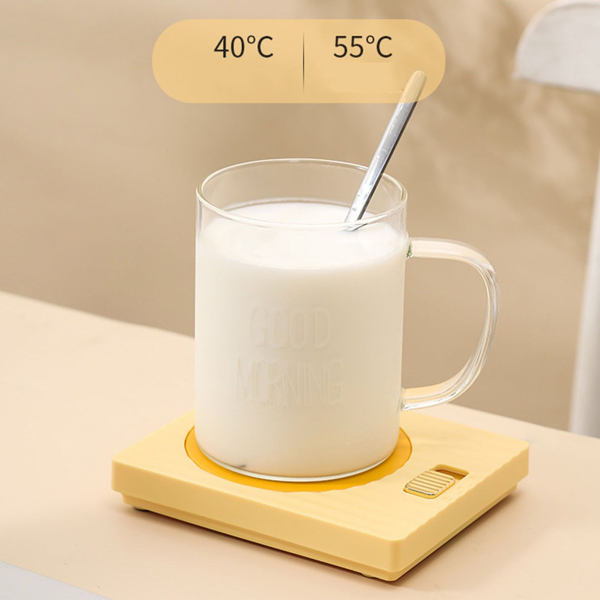 Mug Warmer 2 Temperature 2 Modes Adjustable Constant Temperature USB Beverage Warmer For Egg Cake Wet Towels 220V Yellow
