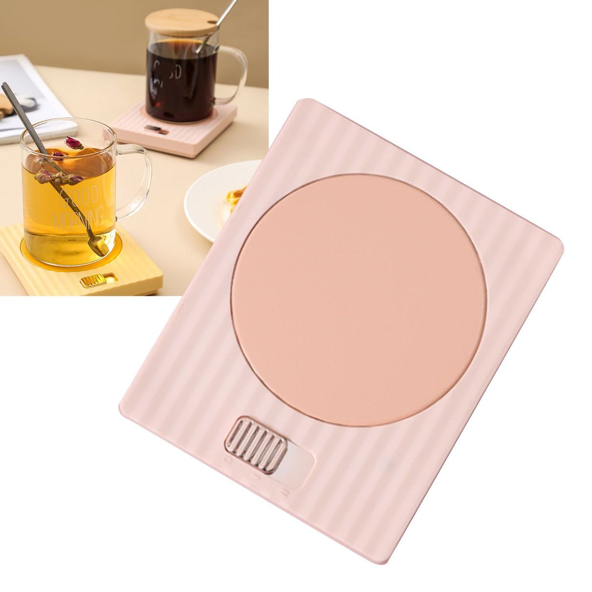 Mug Warmer 2 Temperature 2 Modes Adjustable Constant Temperature USB Beverage Warmer For Egg Cake Wet Towels 220V Pink