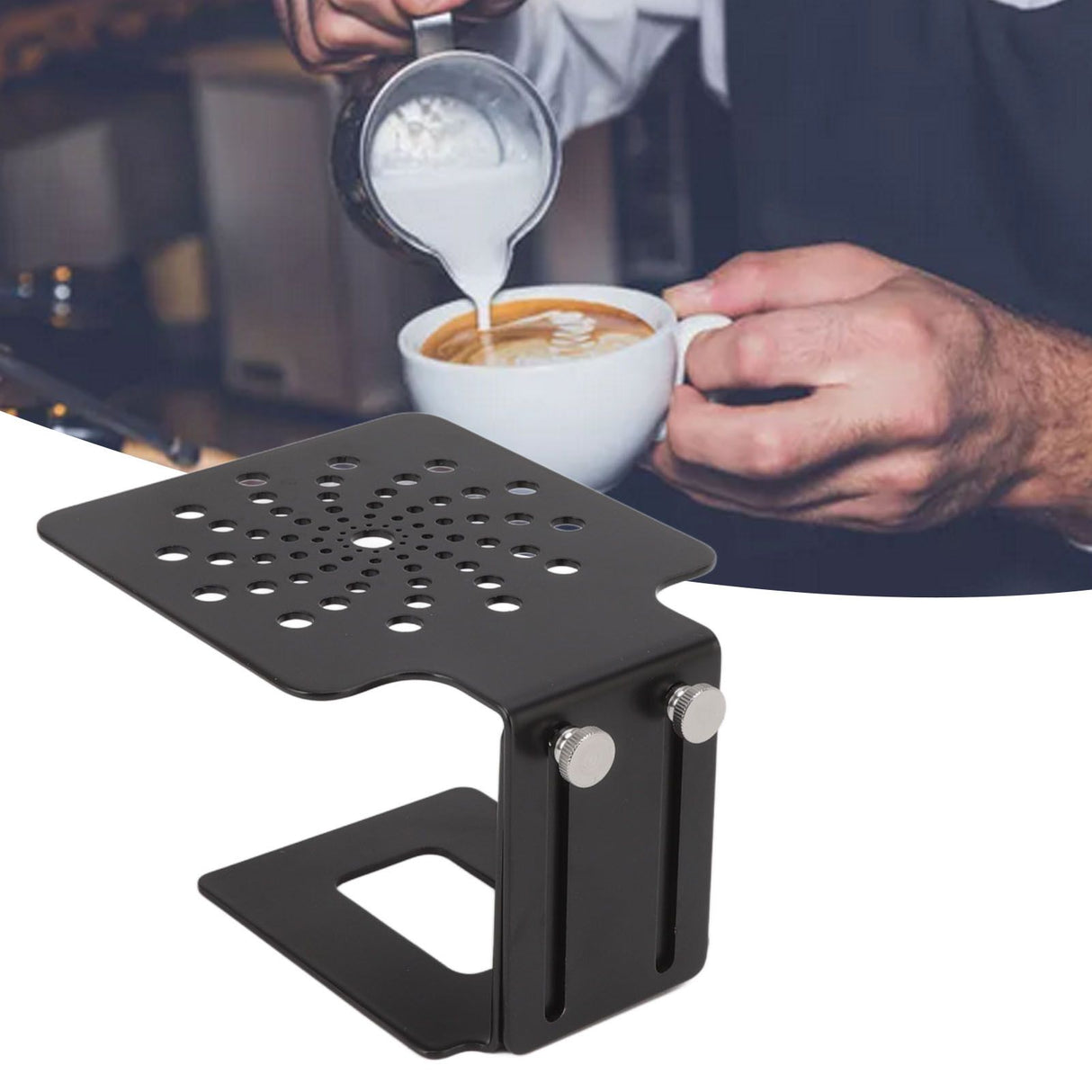 Coffee Machine Scale Rack Stainless Steel Height Adjustable Leakage Design Coffee Electronic Weighing Rack for Home Bar Black