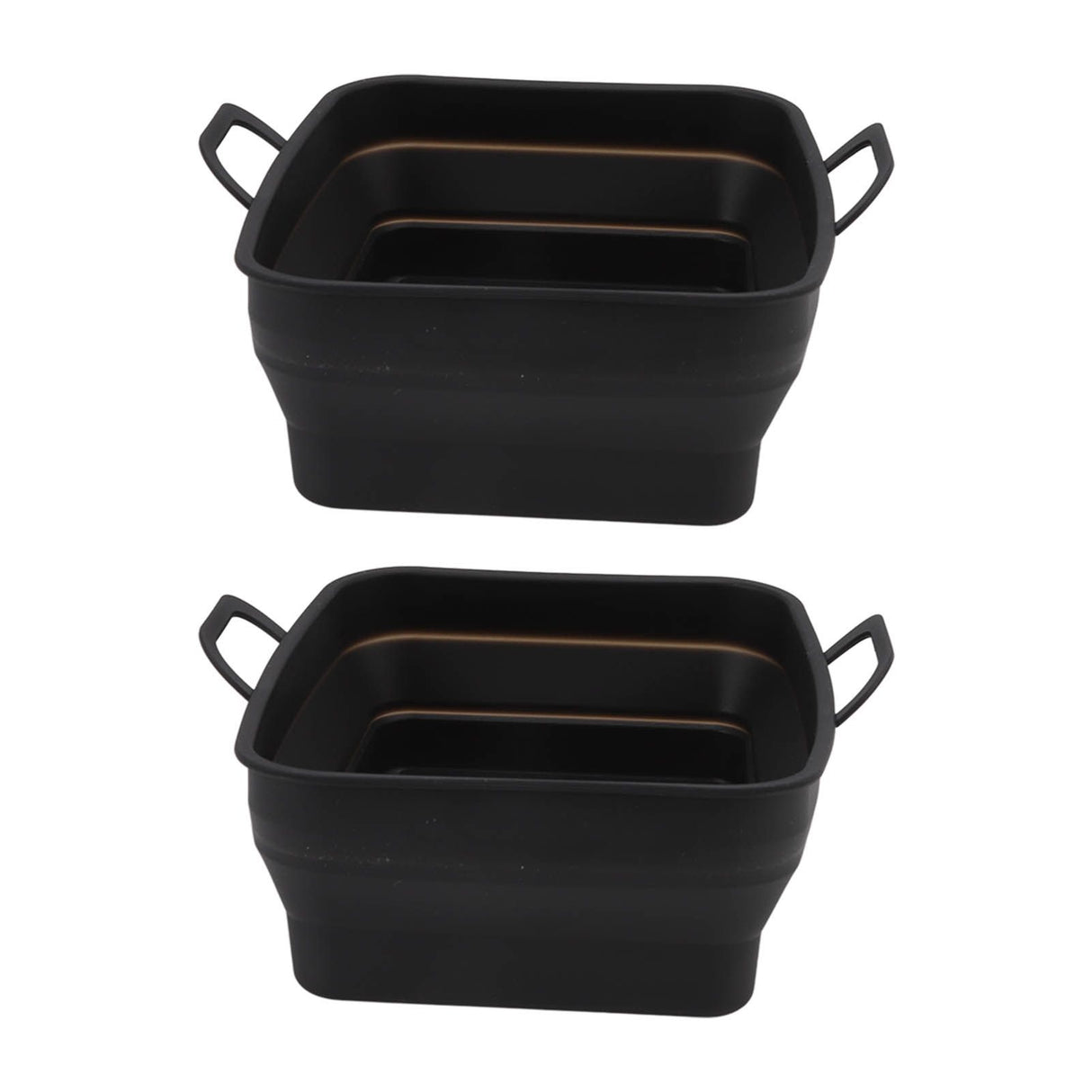 2 Pcs Silicone Air Cooker Pot with Handle Rectangular Fryer Liner Tray Replacement for Kitchen Cooking Accessories Black