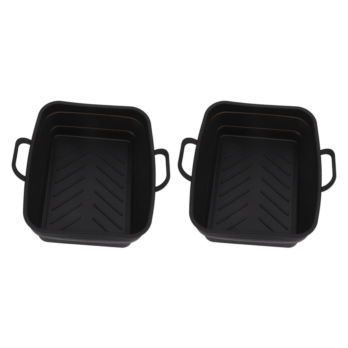 2 Pcs Silicone Air Cooker Pot with Handle Rectangular Fryer Liner Tray Replacement for Kitchen Cooking Accessories Black
