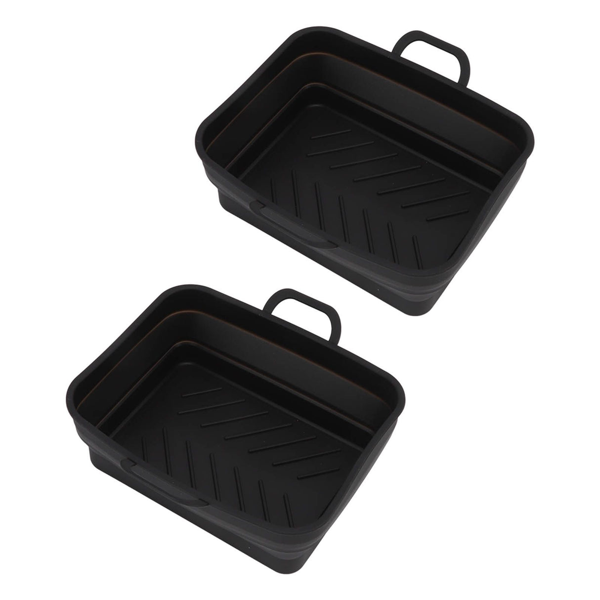 2 Pcs Silicone Air Cooker Pot with Handle Rectangular Fryer Liner Tray Replacement for Kitchen Cooking Accessories Black