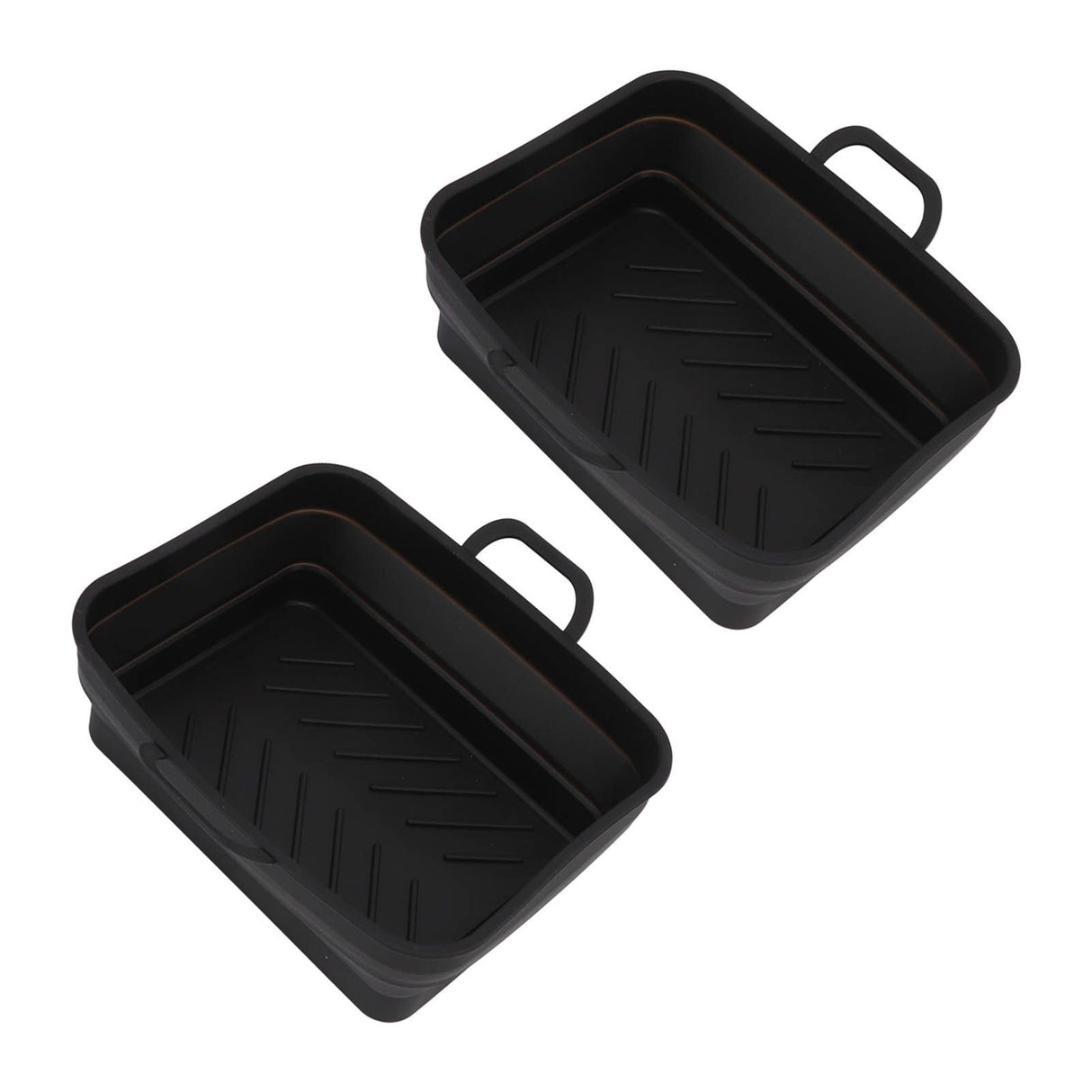 2 Pcs Silicone Air Cooker Pot with Handle Rectangular Fryer Liner Tray Replacement for Kitchen Cooking Accessories Black