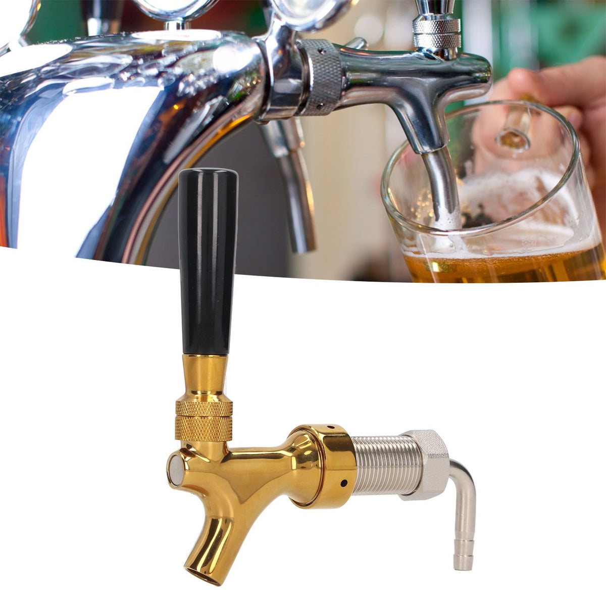 Wine Keg Tap for Kegerator Long Handle Beer Faucet Brass Stainless Steel Beer Bucket Tap