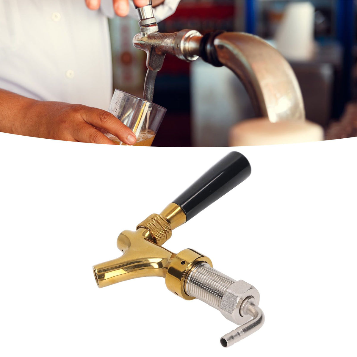Wine Keg Tap for Kegerator Long Handle Beer Faucet Brass Stainless Steel Beer Bucket Tap