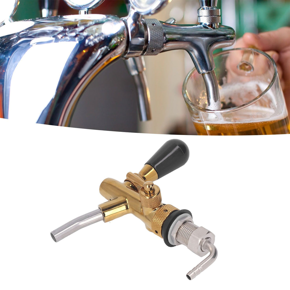 Beer Faucet Adjustable with Short Handle Stainless Steel Beer Dispenser Tap for Kegerator