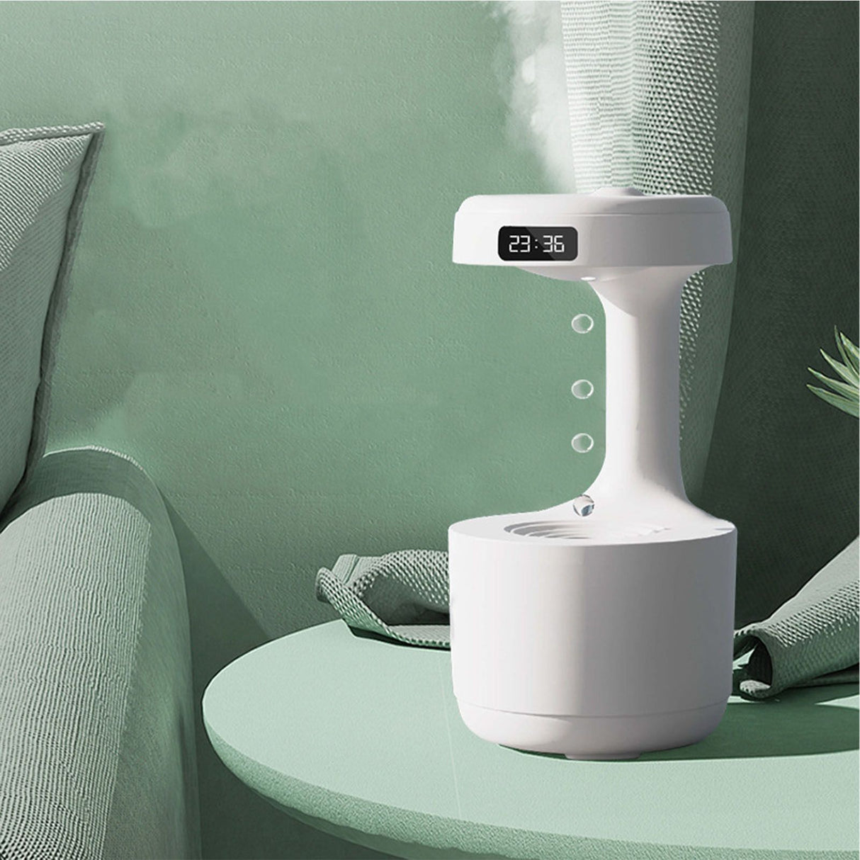 Cool Mist Humidifier Multifunction Smart Quiet High Capacity Countercurrent Water Droplet Humidifier for Office Bedroom White