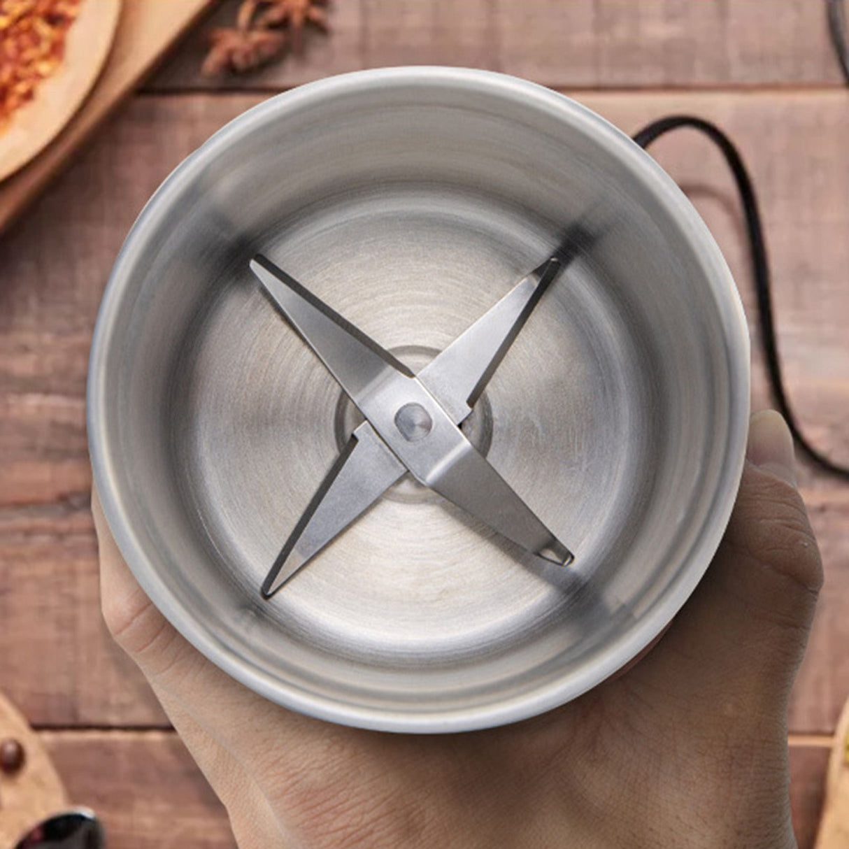 Herb Grinder Wet and Dry Dual Use Multifunction Single Blade Cup Spice Grinder for Garlic Meat CN Plug Slotted Blade