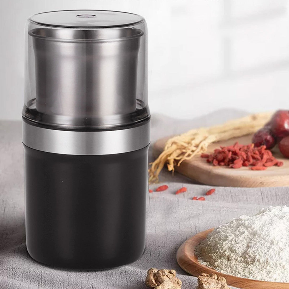 Herb Grinder Wet and Dry Dual Use Multifunction Single Blade Cup Spice Grinder for Garlic Meat CN Plug Slotted Blade