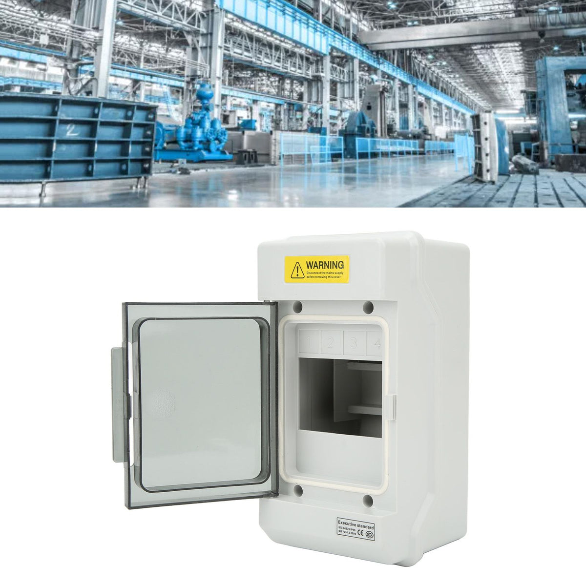 Outdoor PV Distribution Box IP66 Waterproof Dustproof Power Circuit Breaker Box 4 Way Circuit with Single Copper Bar