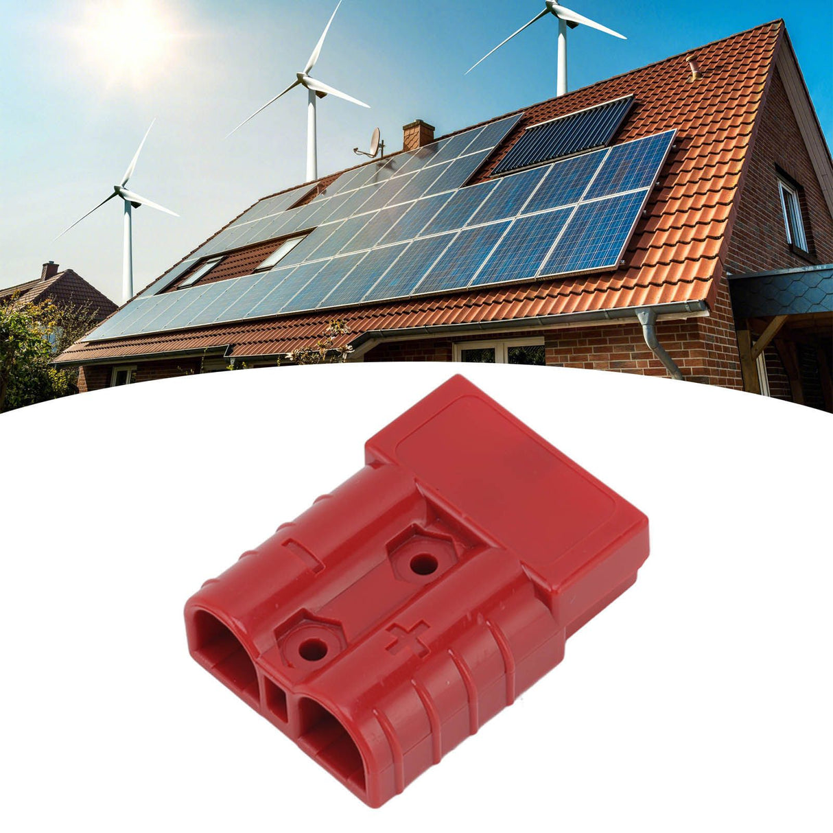 50A 600V Connector Double Pole High Current Power Supply Plug Connector for Solar Panel Dual Battery System Red