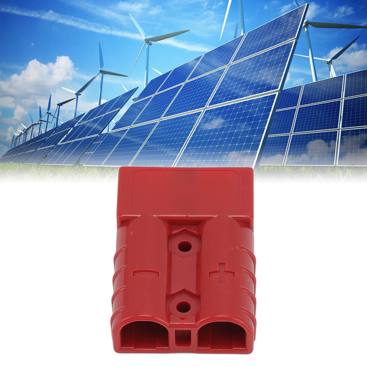 50A 600V Connector Double Pole High Current Power Supply Plug Connector for Solar Panel Dual Battery System Red