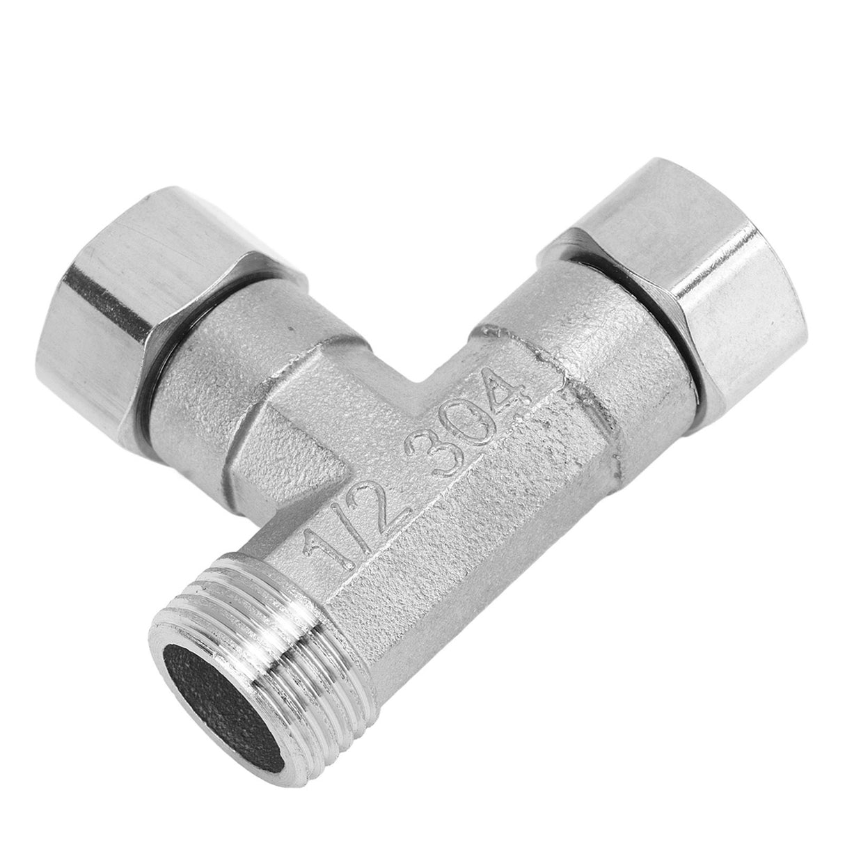 Pipe Fitting 3 Way Tee 304 Stainless Steel Hose Connector Pipeline Adapter G1/2 for Water Air 2 Female Thread Joint and 1 Male Thread Joint