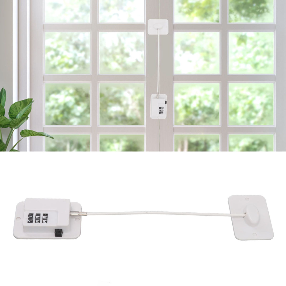 Window Cable Lock Password Unlocking Stable Childproofing Refrigerator Lock with Mounting Screws