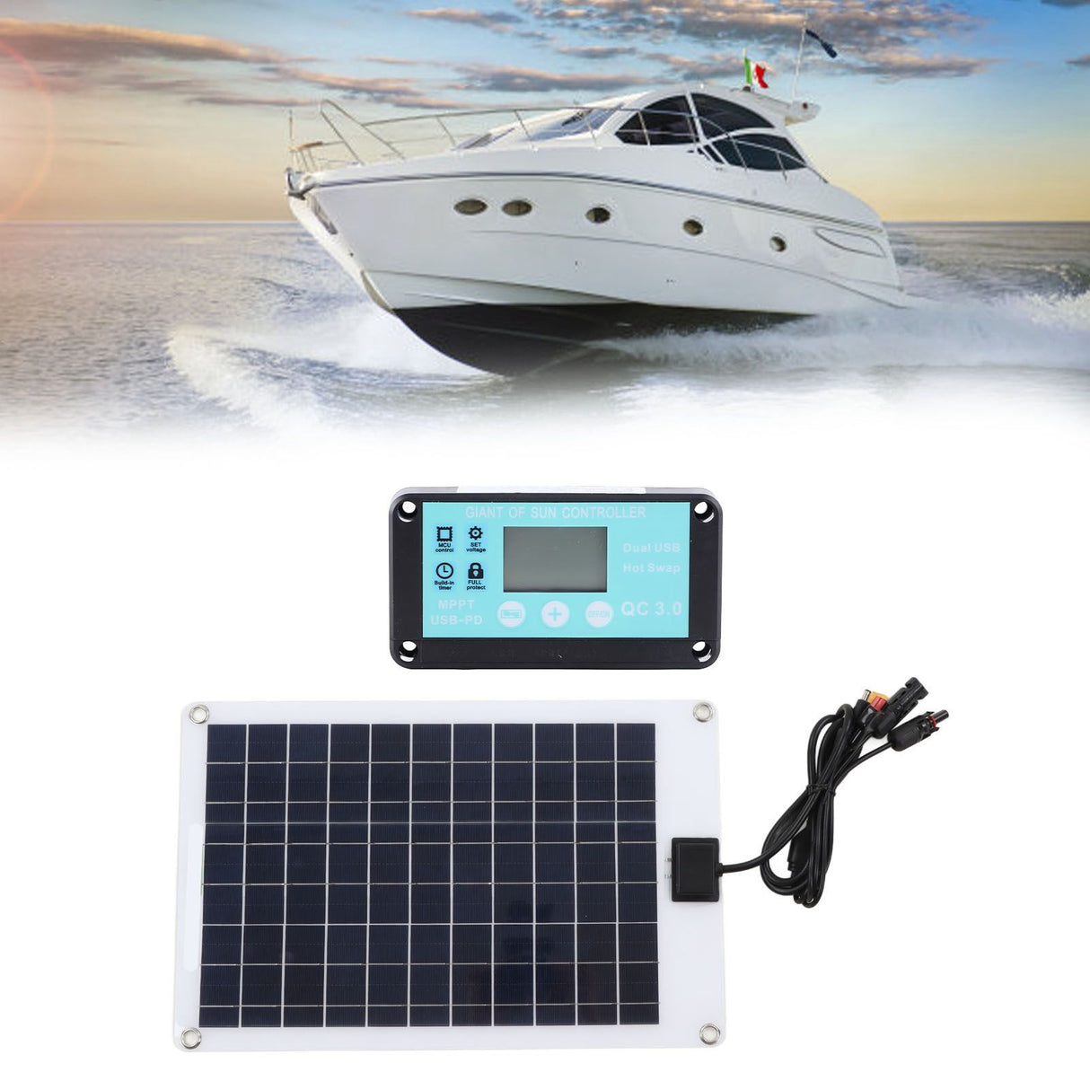Solar Panels 1 for 5 50W Solar Panel Battery Charger with MPPT 100A Controller for 12V Battery and DC Charging Equipment