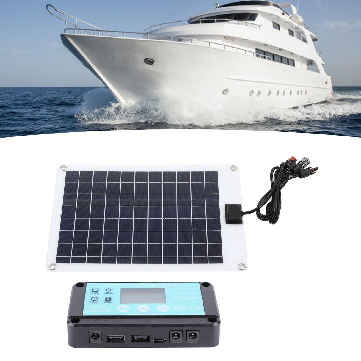 Solar Panels 1 for 5 50W Solar Panel Battery Charger with MPPT 100A Controller for 12V Battery and DC Charging Equipment