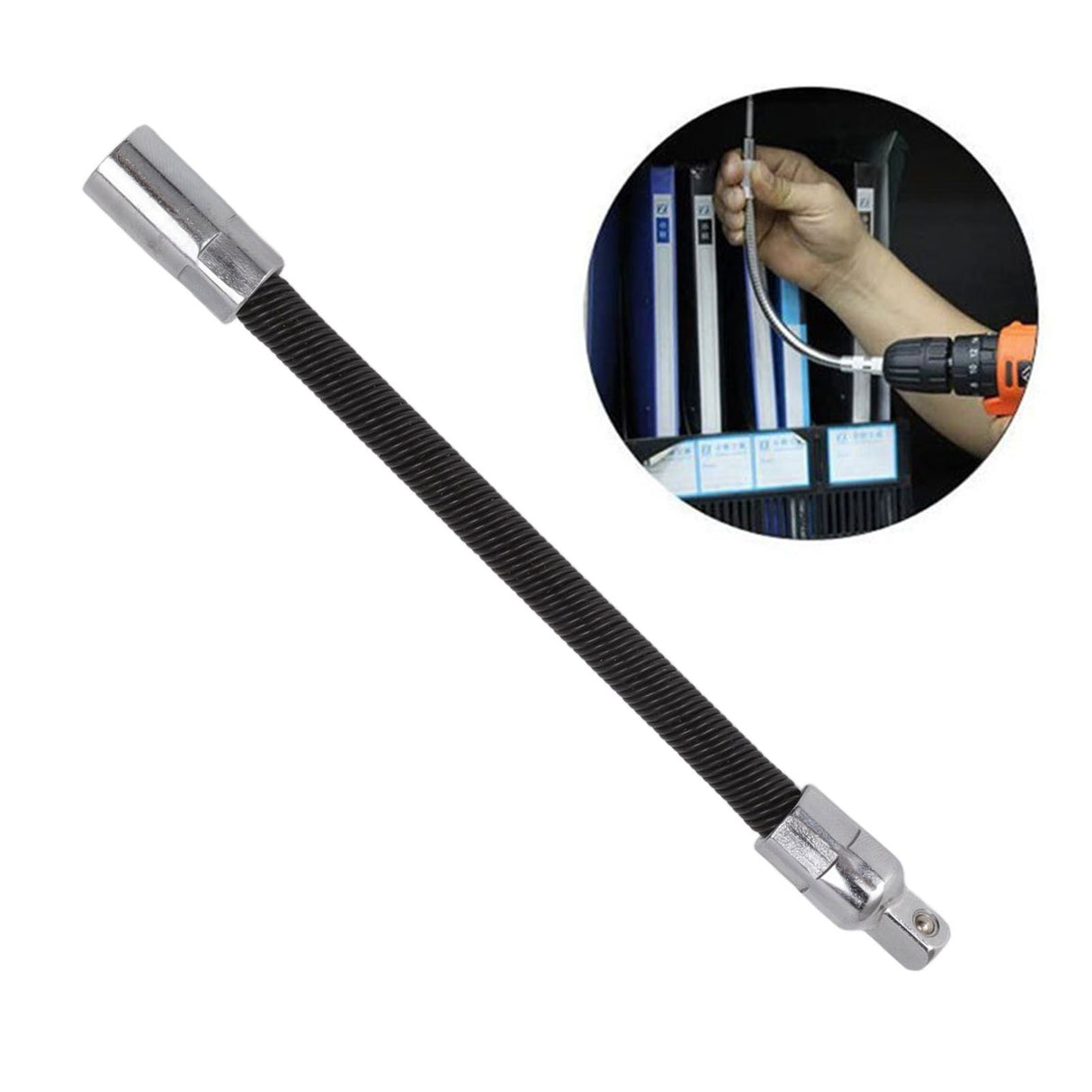 Wrench Extension Rod Bendable Universal Flexible Shaft Sleeve Extension Bar for Factory Workshop Black 3/8