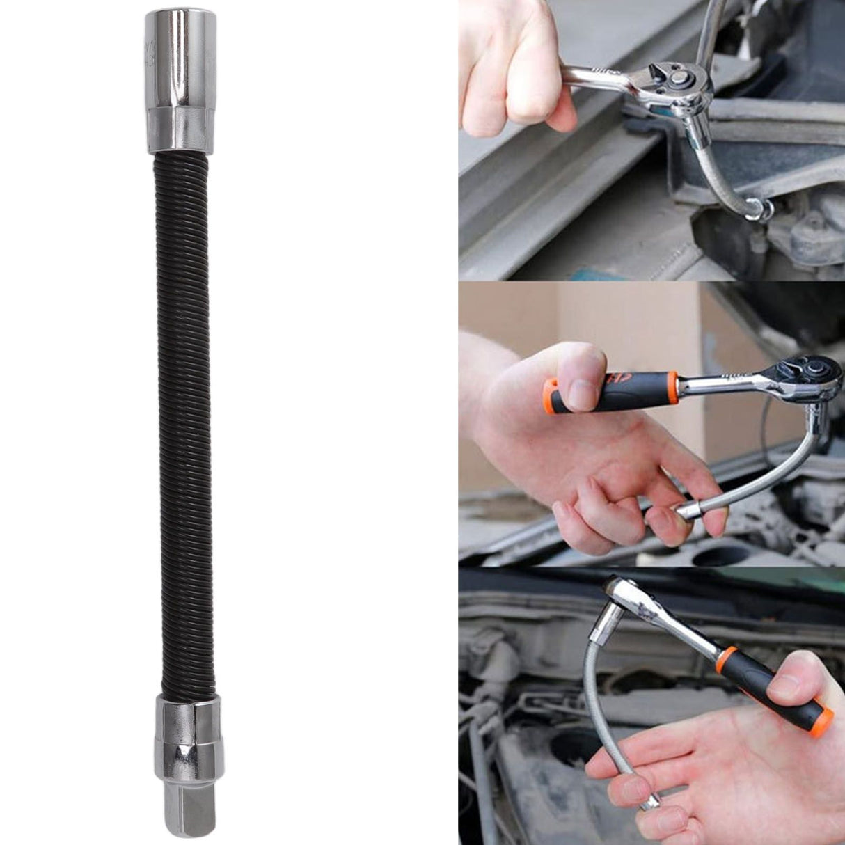 Wrench Extension Rod Bendable Universal Flexible Shaft Sleeve Extension Bar for Factory Workshop Black 1/2