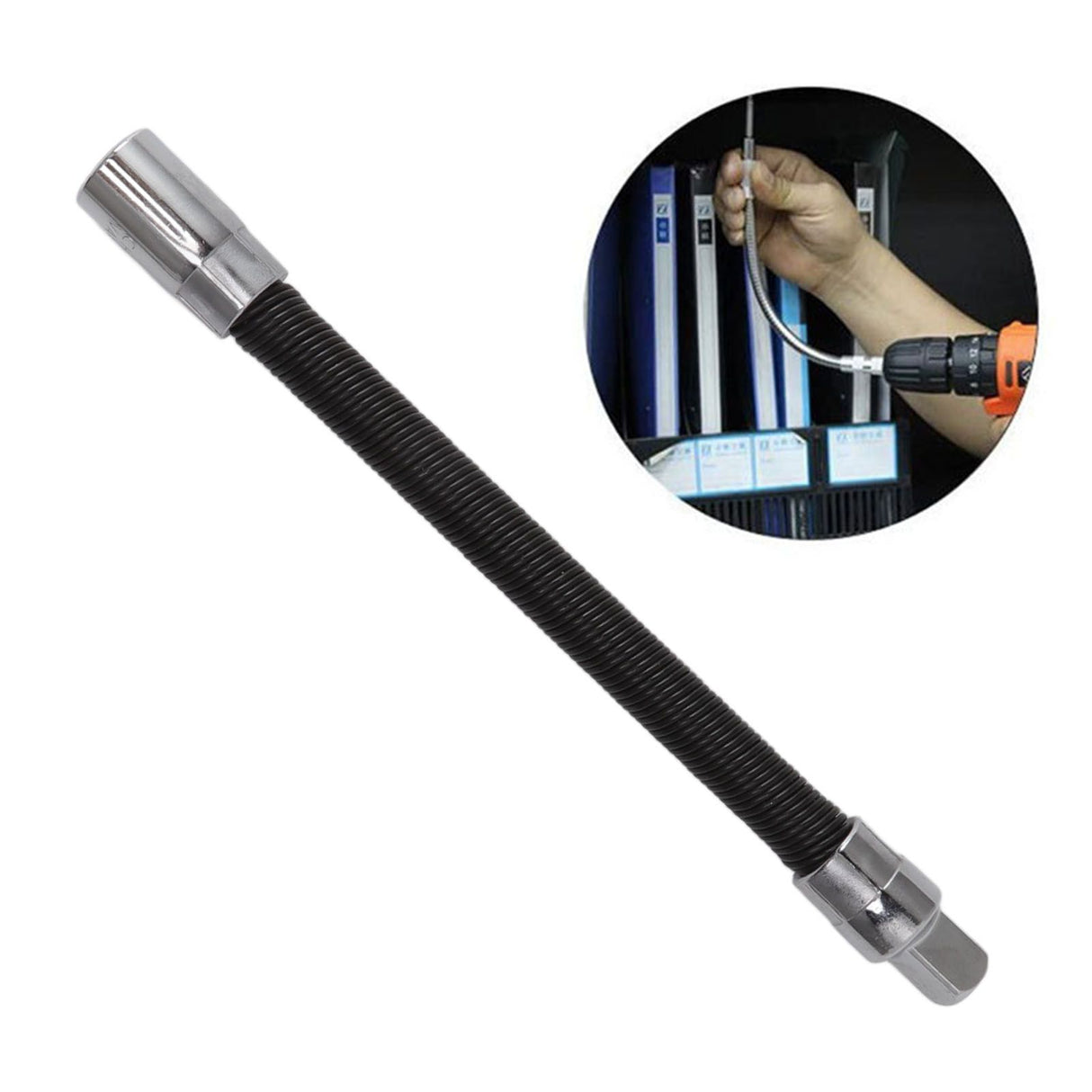 Wrench Extension Rod Bendable Universal Flexible Shaft Sleeve Extension Bar for Factory Workshop Black 1/2