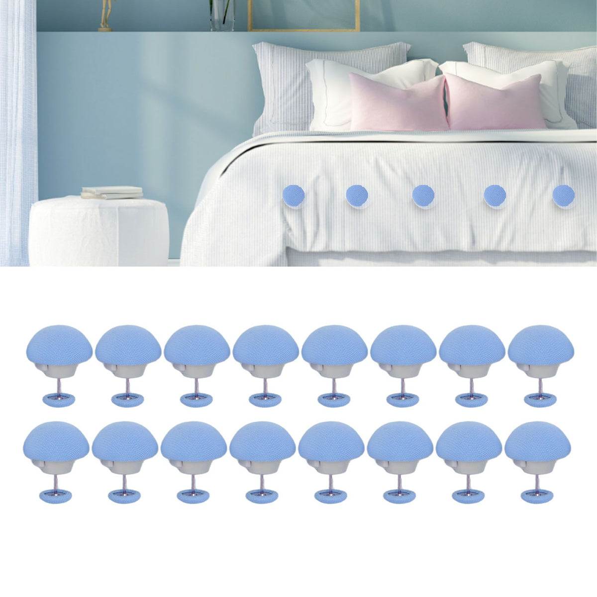 16PCS Bed Duvet Sheet Fixing Clip Mushroom Shaped Cloth Needle Plastic Quilt Fixator for Home Cushion Blue
