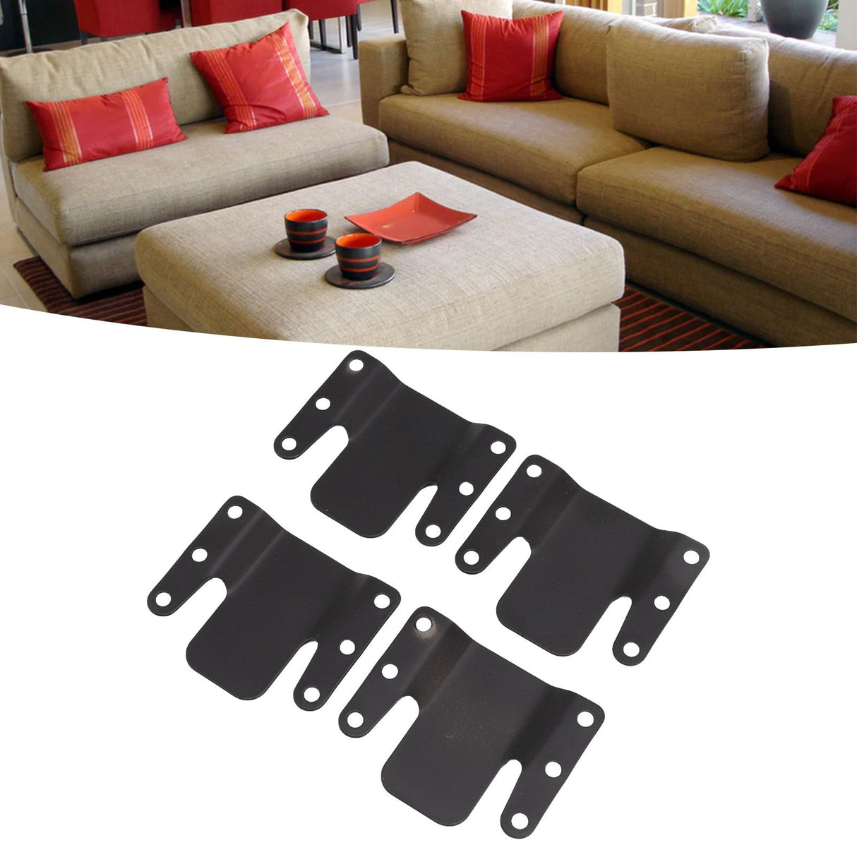 4 Sets Sofa Interlocking Universal Iron 0.5CM Aperture Sectional Couch Bracket for Home Dormitory