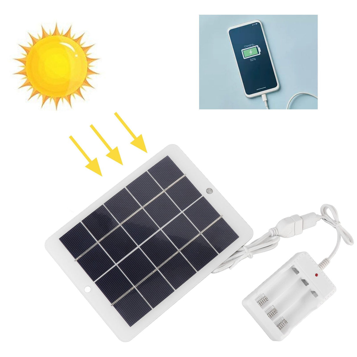Solar Panel Battery Charger 3W 5V High Conversion Rate Efficient Output Portable Solar Cell for Outdoor Use
