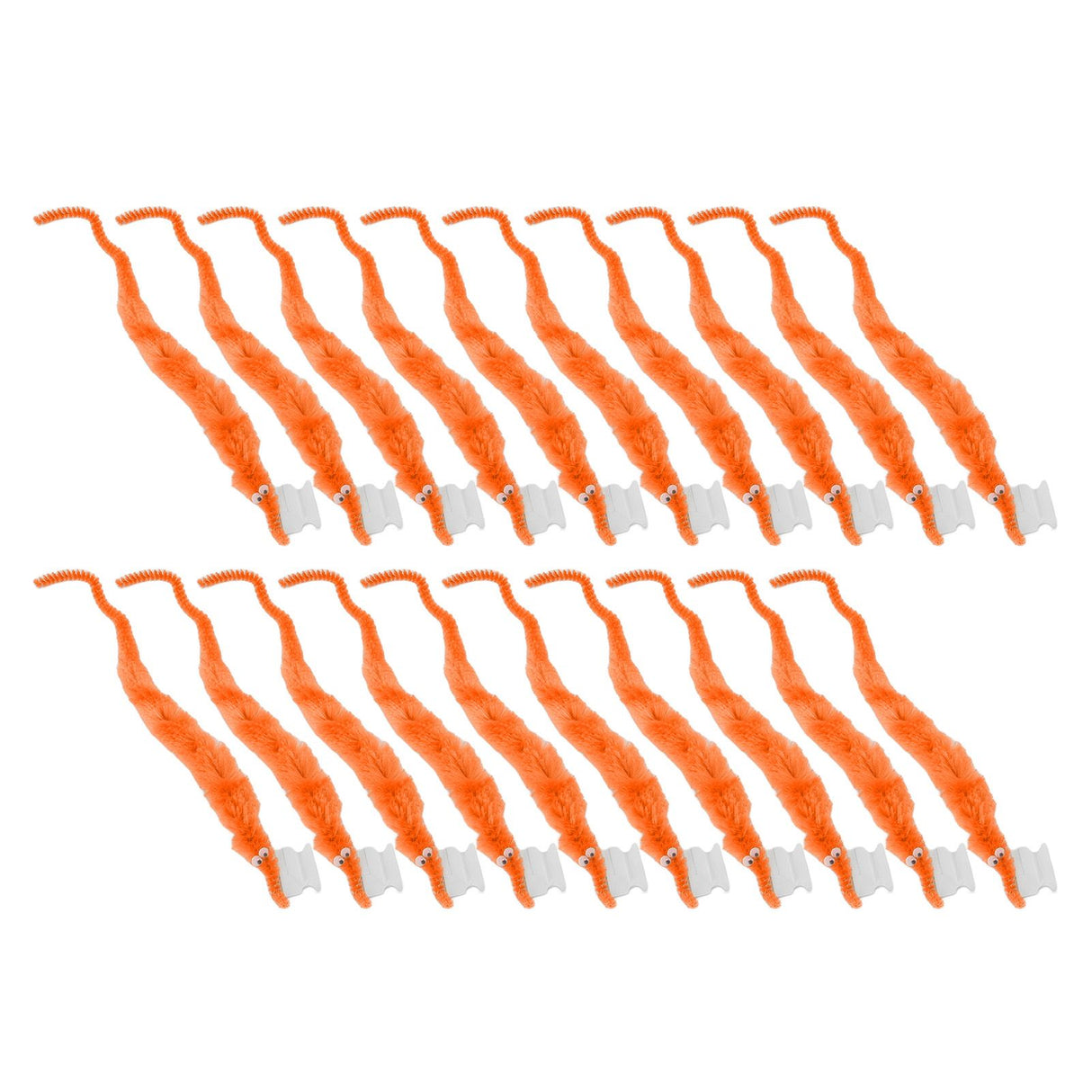 20 Pcs Furry Worm Soft Touch Plush Material Cute Style DIY Compact Portable Fuzzy Worms for Party Orange