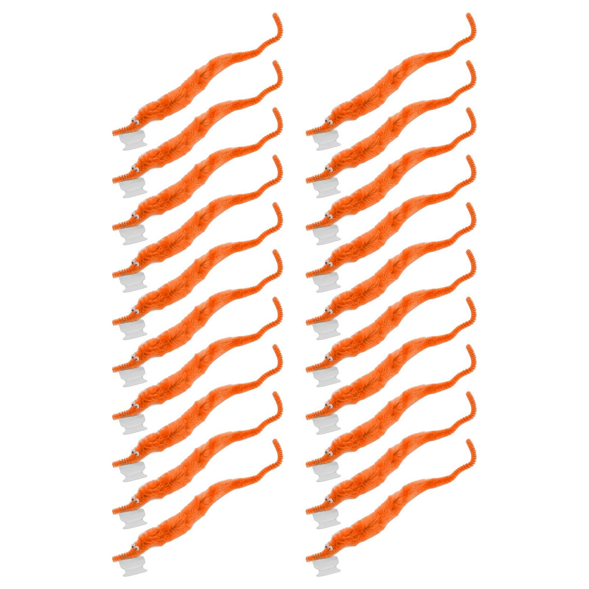 20 Pcs Furry Worm Soft Touch Plush Material Cute Style DIY Compact Portable Fuzzy Worms for Party Orange