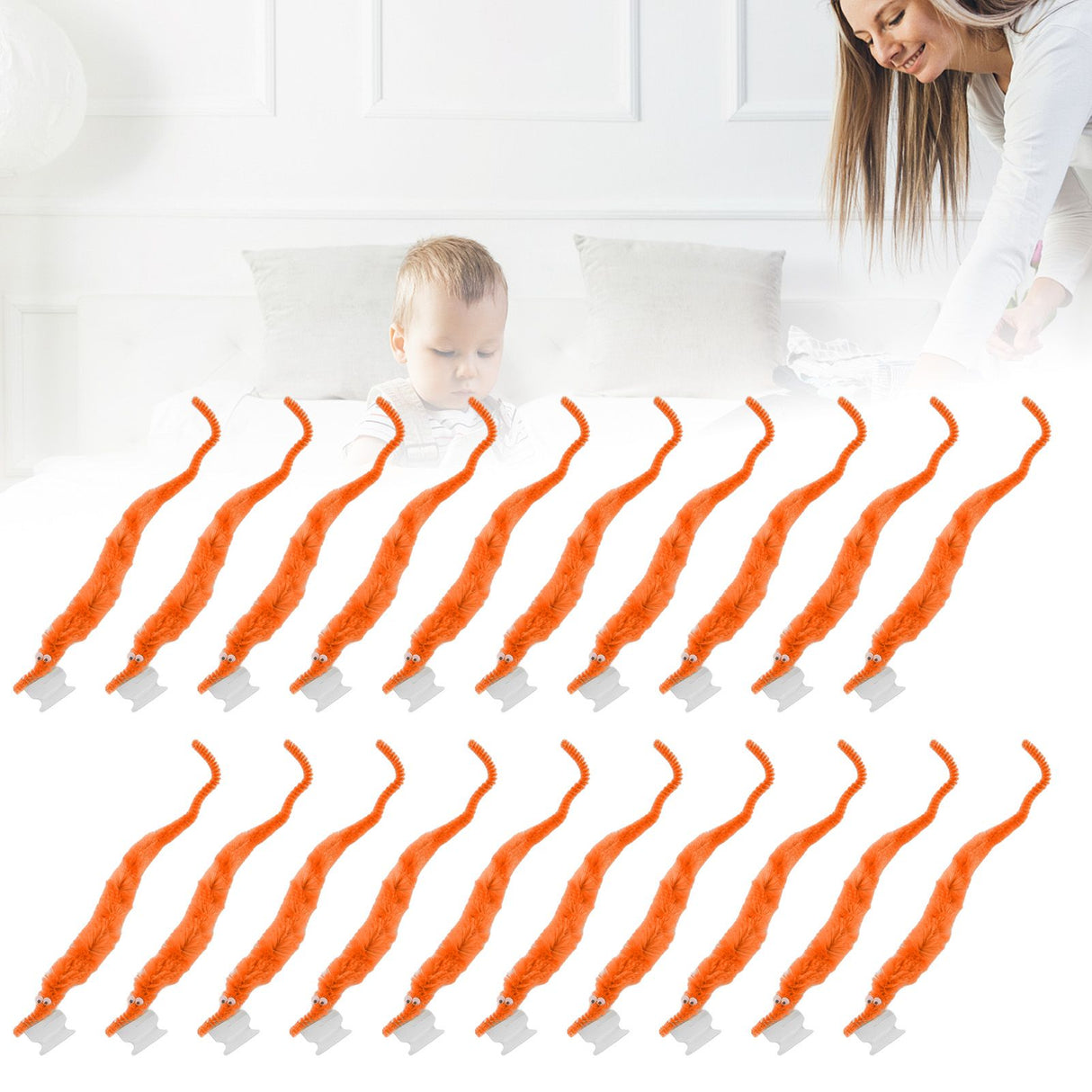 20 Pcs Furry Worm Soft Touch Plush Material Cute Style DIY Compact Portable Fuzzy Worms for Party Orange