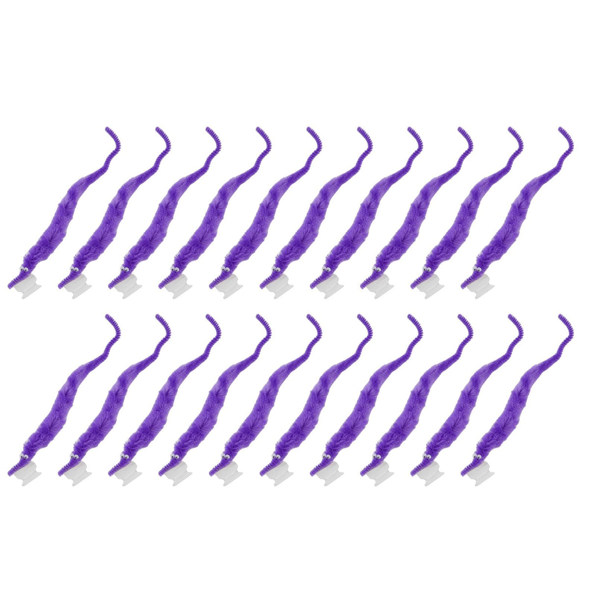20 Pcs Furry Worm Soft Touch Plush Material Cute Style DIY Compact Portable Fuzzy Worms for Party Purple