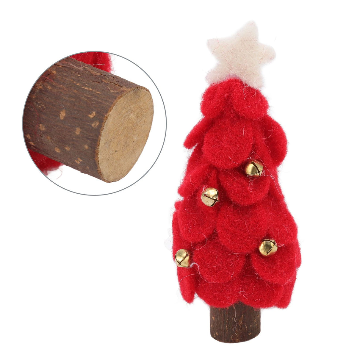 Wool Felt Christmas Tree Wood Small Christmas Tree Decorations for Home Display Window Red