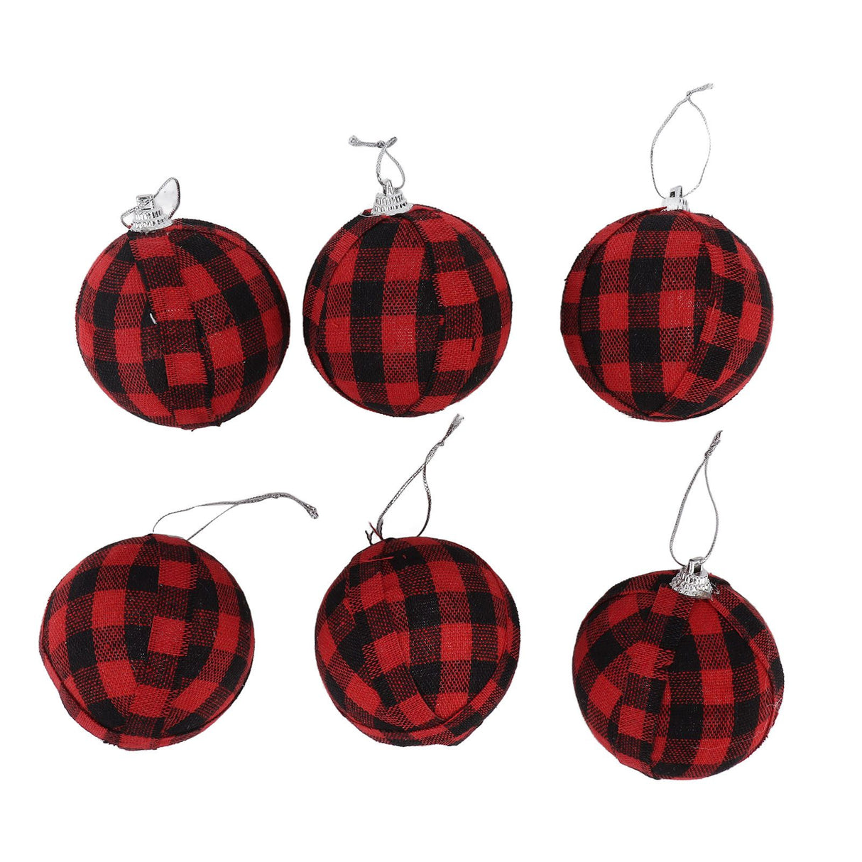 6Pcs 70mm 2.76 Inch Christmas Ornaments Balls Christmas Tree Decoration Balls New Year's Decor Red and Black Check