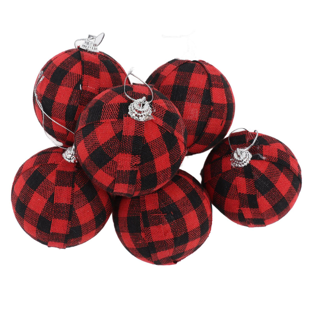 6Pcs 70mm 2.76 Inch Christmas Ornaments Balls Christmas Tree Decoration Balls New Year's Decor Red and Black Check